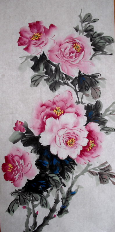 写意牡丹竖幅 7)