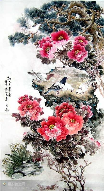 国画==牡丹百图【24】(写意牡丹竖幅 10)