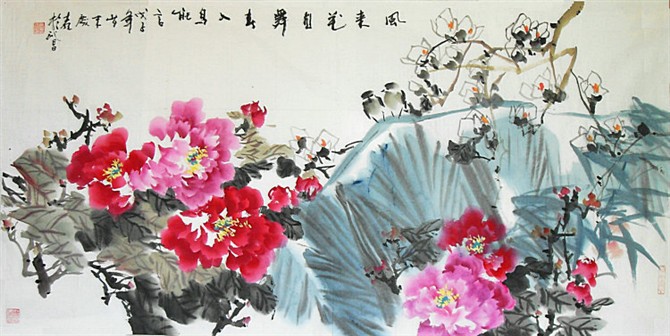 国画==牡丹百图【12】(写意牡丹横幅 12)02