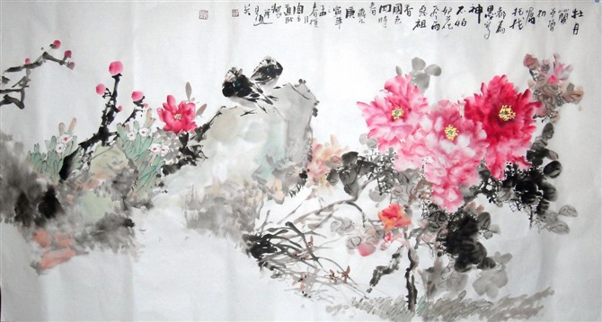 国画==牡丹百图【8】(写意牡丹横幅 8)